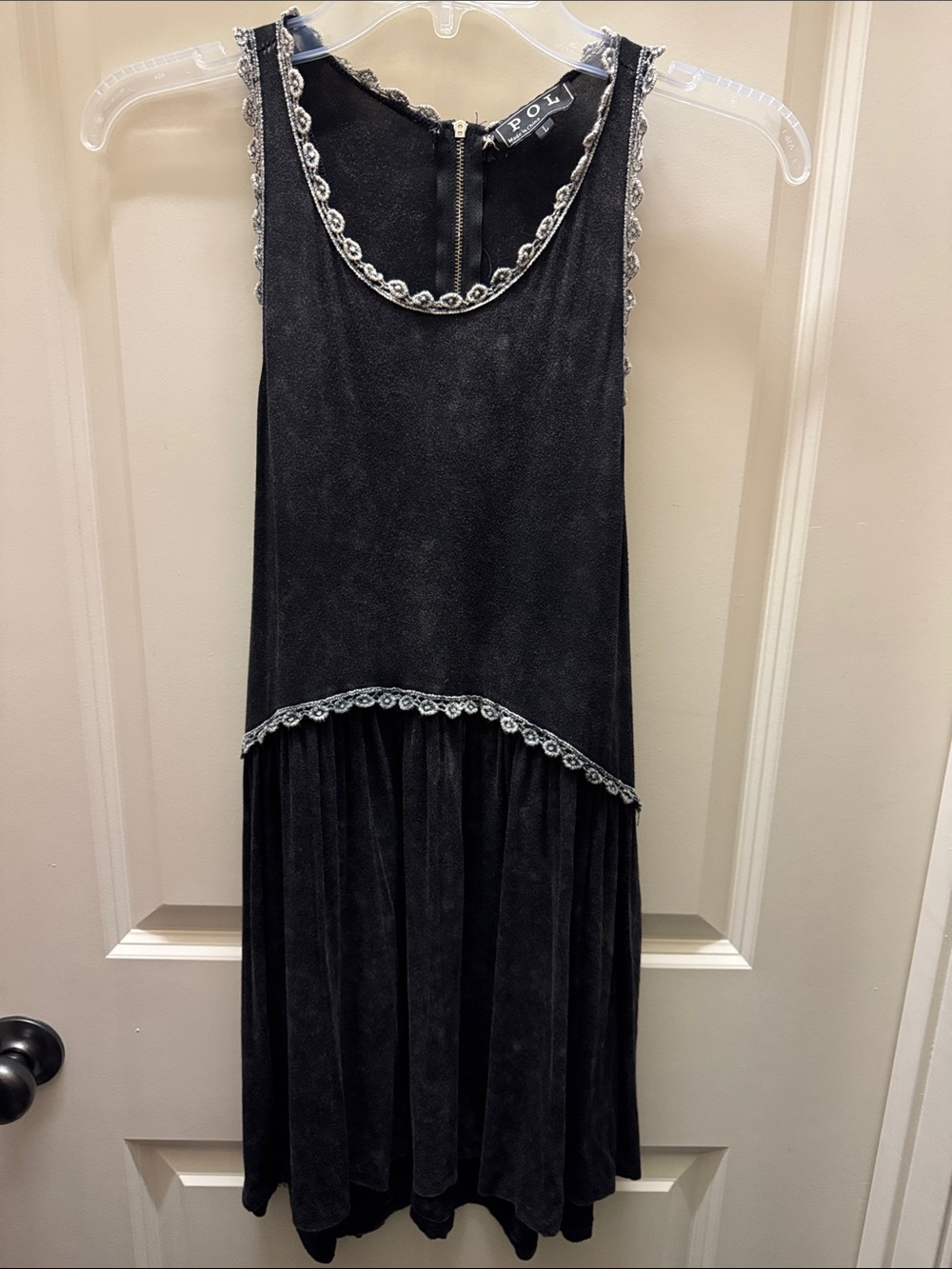 POL Black Sleeveless Tunic Dress/Top with Silver Trim